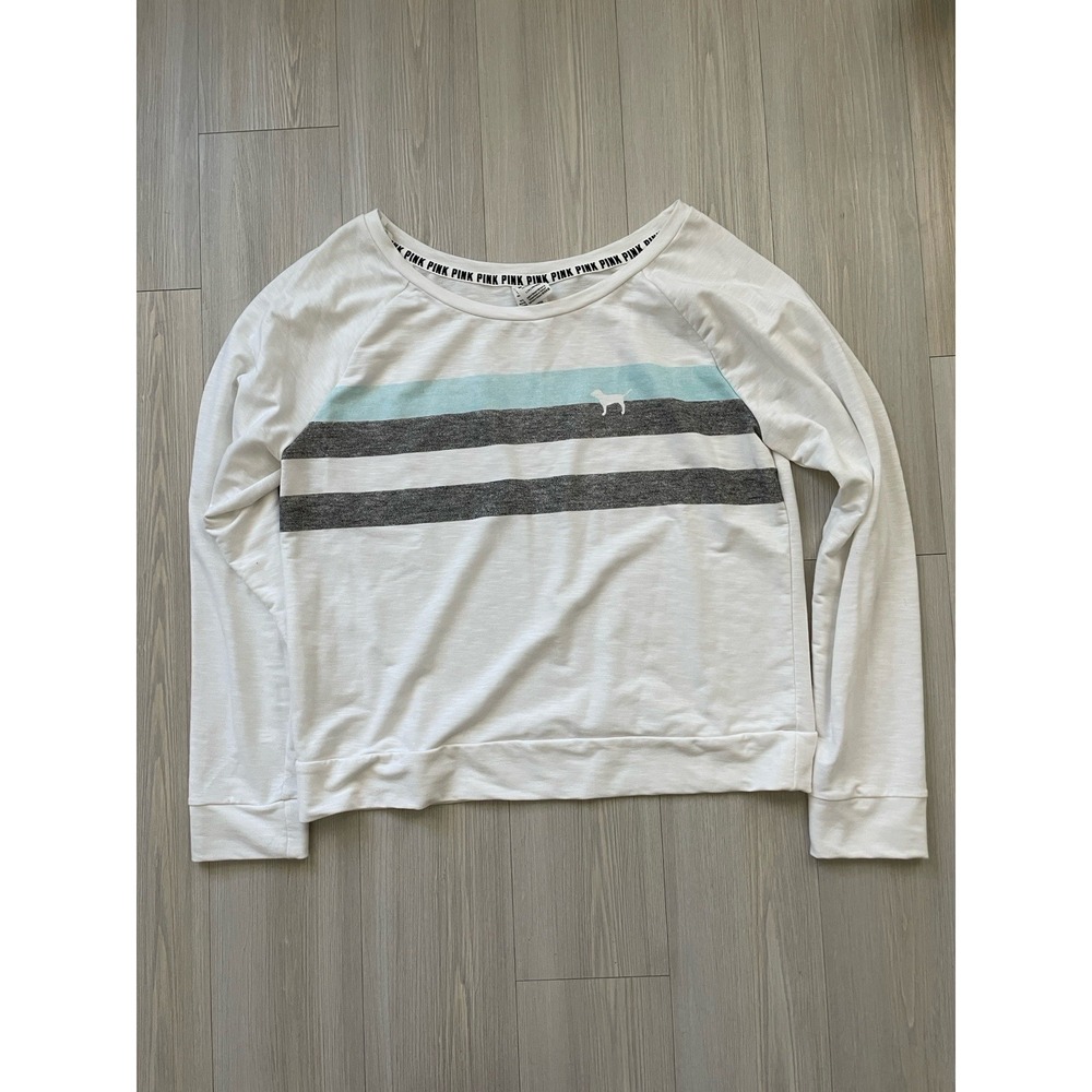Victoria's Secret Women's Pink Long Sleeve Top White Size Large Oversized
